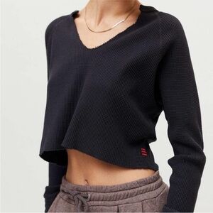 BDG Cropped Waffle Knit Henley